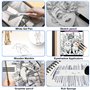 USHOP Ensemble de dessin de 70 pièces,Kit Crayon Dessin avec,Kit Dessin Professionnel,avec cahier de croquis à 3 couleurs,crayon