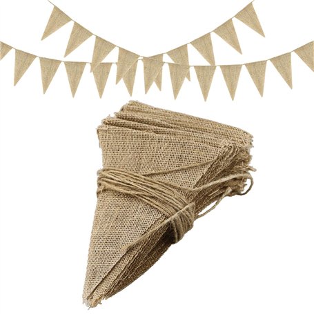 Lot de 48 fanions en toile de jute de 11 m