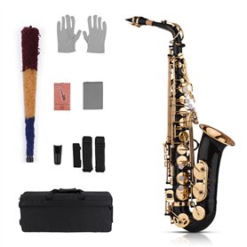 summina Saxophone Eb Alto Sax en laiton laqué doré 82Z Key avec gants rembourrés