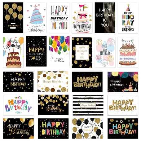 Yolistar Lot de 24 cartes d'anniversaire avec enveloppe et autocollants