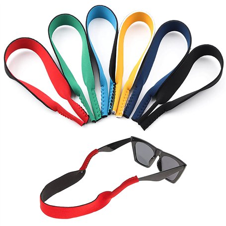 Surplex Paquet de 6 paires de cordons élastiques en néoprène avec cordon de retenue pour lunettes de sport et soleil