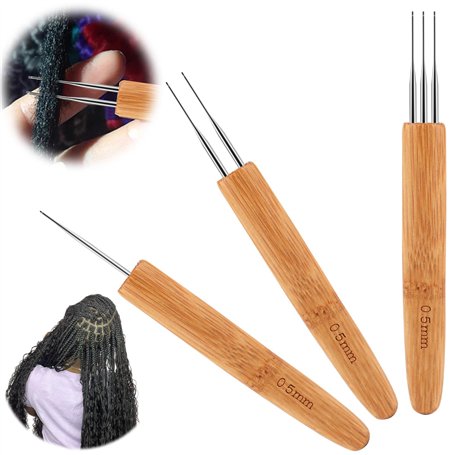 Crochet Locks Cheveux Outil à Aiguilles Dreadlock Crochet Outil pour Cheveux 3 Pièces Aiguilles Crochet Cheveux Crochet Locks po