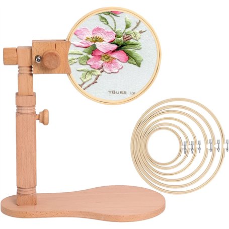 Support pour Point de Croix en Bois avec Tambour à Broder de Tailles Différentes
