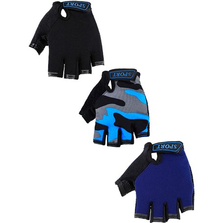 3 Paires Demi-Doigts Gants d’Enfants Gants de Sport Gants Antidérapants en Gel pour Cyclisme Équitation Vélo d’Enfants (Bleu