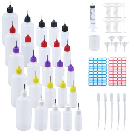 JRSHIRLEYLTD Lot de 25 flacons applicateurs de colle transparente pour liquides en plastique pour quilling
