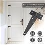 Charnières en T, 8Pcs Noires Triangulaire Charnières de Porte de Grange en Robustes Métallique Fer avec 48 Vis, pour Portes Exté