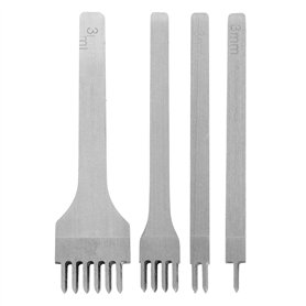 Lot de 4 outils de maroquinerie à 1/2/4/6 dents pour le cuir