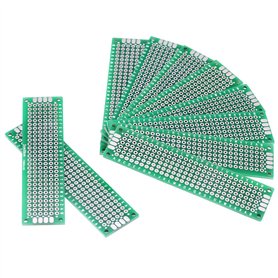 Lot de 10 Cartes de Circuit Imprimé Universelles de 2cm x 8cm - PCB Double Faces pour Prototypage et Soudure de Composants Élect