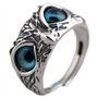 Kagodri Bagues en argent sterling 925 - Bague de fiançailles en forme de chouette avec œil de démon - Style rétro - Réglable - B