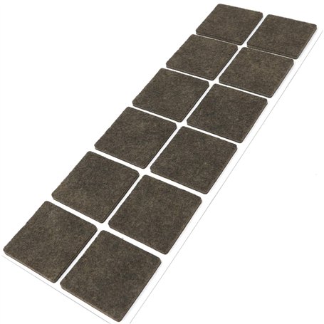 Adsamm® / 12 x Patins en Feutre/Bruns / 40x40 mm/carré/épaisseur 3