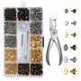 Rivets en Cuir 180 Ensemble 2 Tailles Double Rivet Goujons Tubulaires en Métal avec 3 Pièces Outil de Fixation et Punch Pince po