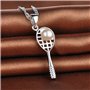 Unendlich U 925 Argent Raquette de Tennis Rose 5.5mm Perle Pendentif Femme Collier avec la Chaîne