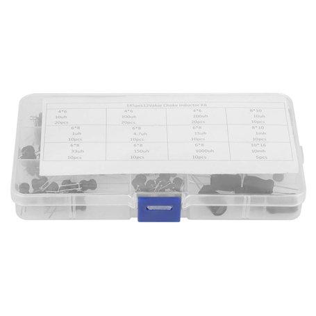 145pcs 12 valeurs inductances d'étranglement assorties de kit d'inducteurs 10uH-10mH avec des boîtes