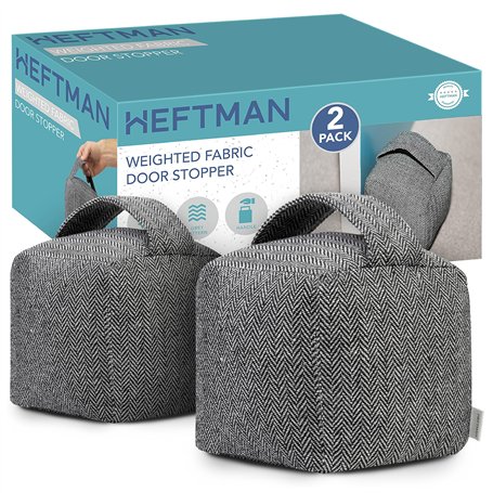 HEFTMAN Arret De Porte Tissu Butoir Porte Avec Poignée Cale Porte Bloc Porte Sable Butoir Pour Porte Tissu - Gris - Lot De 2