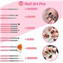 JOYBOY Kit de Nail Art Pinceau,Nail Art Design Set avec 15 Peinture Brosse à Pinceaux,2 Boîtes Ongles Strass et 1 Boîte de Papie