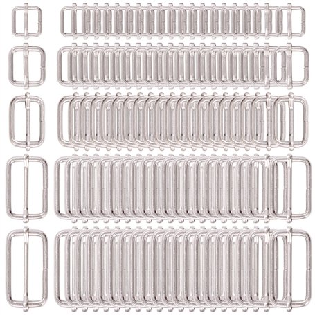 Swpeet 100 Pcs ajusteur Rectangle métal Triglides glisse boucle