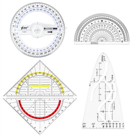 5 Pièces Rapporteur Géométrie Plastique