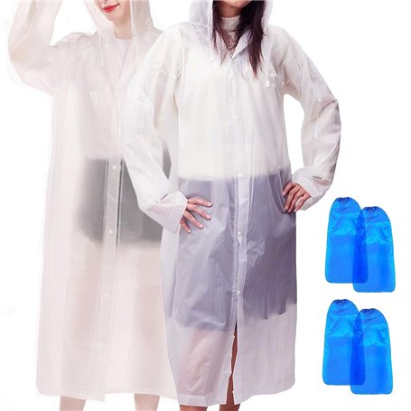 VIVIIHOO 2 pièces de Poncho de Pluie Cape de Pluie Transparente | Poncho de Pluie jetable Transparent | Accessoire de Camping et