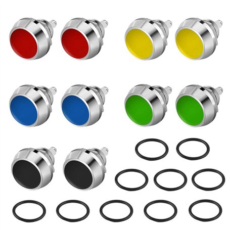QitinDasen 10Pcs Premium 12mm Interrupteur à Bouton-Poussoir Momentané à 2 Broches