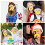 Lot de 2 moustaches jaunes et sourcils - Kit d'enfilage - Moustache artificielle à coller - Costume Lorax - Moustache - Fausse b