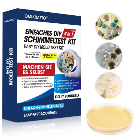 Kit de test de moisissure pour la maison - Test de moisissure pour 5 pièces - Test rapide de l'air ambiant pour la qualité de l'