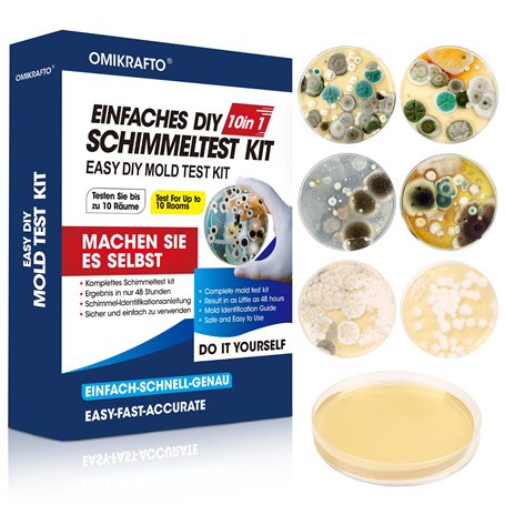 Kit de test de moisissure pour la maison - Test de moisissure pour 10 pièces - Test rapide de l'air ambiant pour la qualité de l
