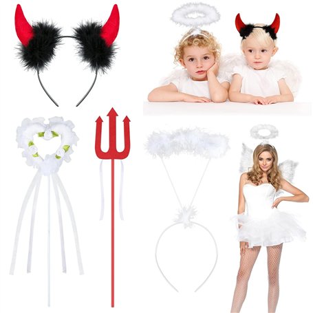 Mikqky 4 Pièces Ange Et Démon Bandeau d'halloween