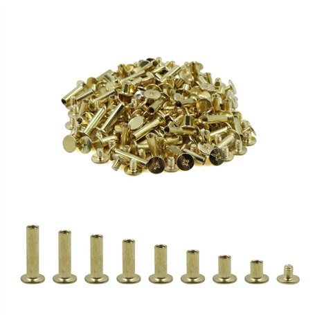 Chicago Vis Fixation en laiton - 80 Pcs 8 tailles M5 x 6-20 mm Rivets à ongles Pour Cuir Ceinture bricolage Décoration