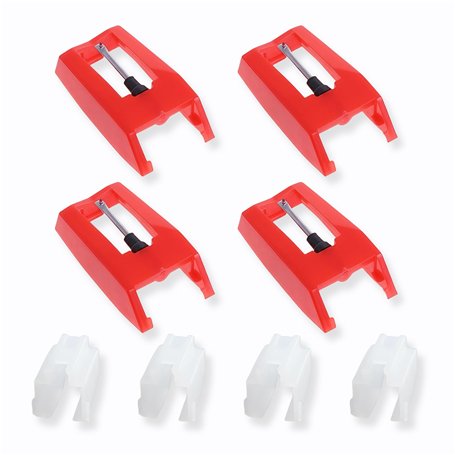 Lot de 4 aiguilles de rechange pour tourne-disque - Aiguilles universelles en ABS et aluminium de qualité supérieure - Compatibl