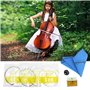 4 en 1 Kits pour Violoncelle, Cordes Violoncelle Pratique Mute Tissu de Nettoyage Colophane Accessoires de Violoncelle