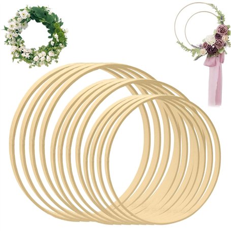 ZALHIN 12 Pieces Cercle Bois Artisanal- Cercle en Bois pour Attrape Reve