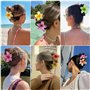kinoco Pince Cheveux Lot de 6 Pinces à Cheveux Fleur Hawaïenne, Accessoires pour Cheveux Épais, Multicolore
