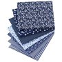 ComfyMasky Lot de 7 grands carrés de coton imprimés 50 x 50 cm Bleu marine et blanc (pour matelassage