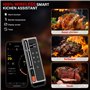 Fileeyn Thermometre Cuisine Sans Fil, 500FT Thermomètre Barbecue Bluetooth avec Écran LCD, Avec Minuterie et Fonction D'alarme, 