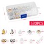 530 Pièces Fermoirs de Boucles d'Oreilles 10 Styles Poussette Boucle Oreilles en Métal Caoutchouc Plastique Sécurisé Fermoirs Bo