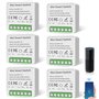 GAOUTO Lot de 6 modules d'interrupteur intelligent - Mini interrupteur Wi-Fi 2 voies - Compatible avec Alexa et Google Assistant