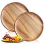 Lot de 2 Assiettes Rondes en Bois d'Acacia de 20 cm - Assiettes de Service Mini - Pour Présentation