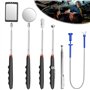 Lot de 6 miroirs d'inspection escamotables - Miroir télescopique - Outil magnétique télescopique avec lampe LED - Miroir d'inspe
