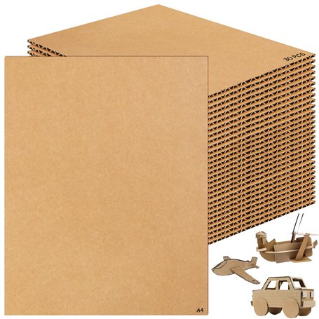 Lot de 30 feuilles en carton ondulé A4 (210 x 297 mm)