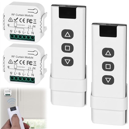 Lot de 2 commandes de volet roulant sans fil - Interrupteur intelligent - Compatible avec interrupteur sans fil 230 V - Pour vol