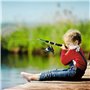 Kit de pêche complet pour enfants de 1,5 m avec moulinet et appât, canne à pêche télescopique en fibre de carbone et moulinet, a