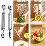 2 Pcs Outil à Découper les Fruits Éplucheur de Fruits Cuillère de Melon, Couteau à Fruits,Cuisine Multifonction en Acier Inoxyda
