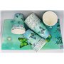Vaisselle de fête d'anniversaire pour fille Motif fleurs et papillons Vert printanier 61 pièces comprend assiettes en carton, go