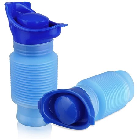 2 pièces Urinoir portable d'urgence Urinoirs rétractables hommes et femelles Bouteille d'urine adulte Pot de voyage pour urgence