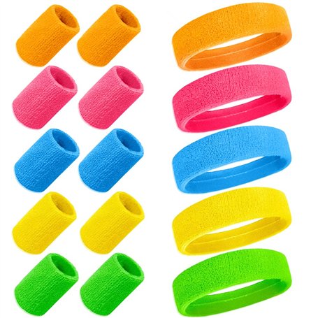 mizikuu 15 Pièces Bandeau Fluo Annee 80 Accessoire