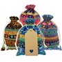 DUGYIRS 32 Pièces Sacs en Toile de Jute Sacs Cadeaux avec Cordon de Serrage 13cm x 18cm Style d'Art Ethnique Pochettes à bijoux