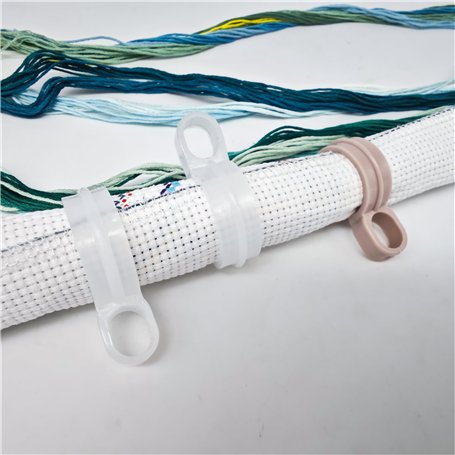 Lot de 15 supports de rouleau de tissu pour point de croix – Clip de tissu coloré pour broderie