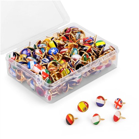 Creawoo Lot de 200 punaises de Drapeaux nationaux