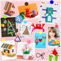 Kit de bricolage pour enfants - Lot de 1500 pièces - Accessoires de bricolage créatifs - Pompons à paillettes, scrapbooking, plu