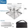 KAHEIGN Foyer en Acier Inoxydable, Grille de Barbecue Pliable Foyer de Feu de Camp Portable Barbecue au Charbon de Bois Relevabl